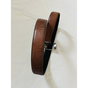 Ermenegildo Zegna Reversible Leather Belt Brown Black Silver Buckle Sz 38 Italy